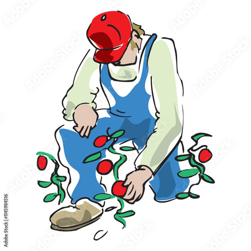 cartoon farmer character agrarian agriculture farming profession icon flat vector