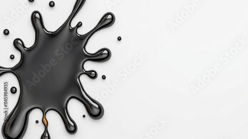 A photostock of abstract black ink splashes forming intricate patterns, isolated on a clean white background, creative and artistic, High Quality