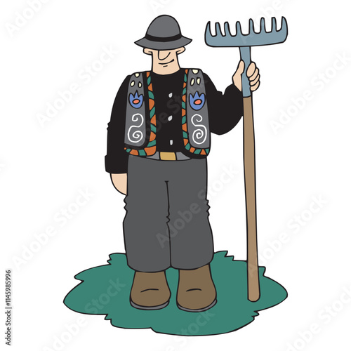 cartoon farmer character agrarian agriculture farming profession icon flat vector