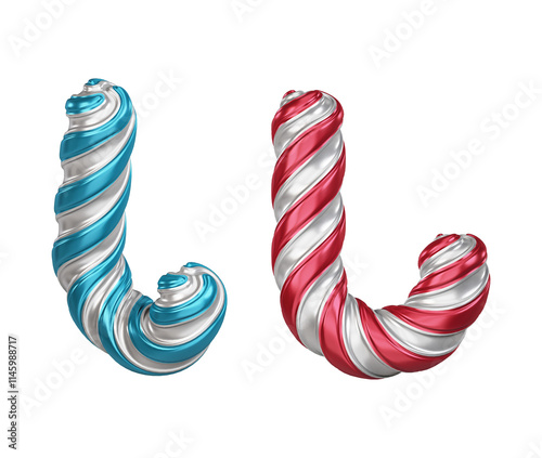 2 Colorful 3D Christmas Candy Icons Transparent Background