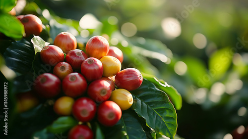 Robusta coffee farm and plantation on the south mountain of Thailand.