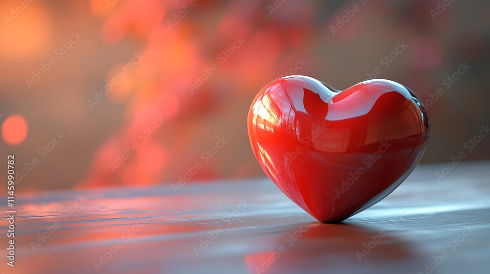 Minimalist table featuring a single red ceramic heart with a glossy finish, softly blurred romantic pink and red gradient backdrop, warm ambient lighting, hd focus, modern clean aesthetic, Minimalist table featuring a single red ceramic heart with a glossy finish, softly blurred romantic pink and red gradient backdrop, warm ambient lighting, hd focus, modern clean aesthetic,