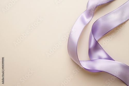 Elegant lavender ribbon on pastel background. photo