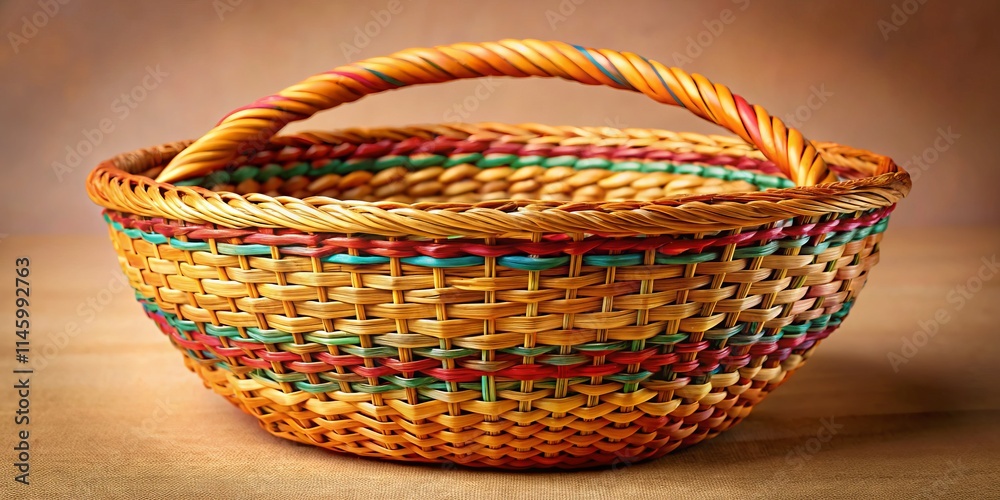 Elegant Wicker Storage Basket: Eye-Level Photo of Natural Woven Basket for Home Decor & Organization Elegant Wicker Storage Basket: Eye-Level Photo of Natural Woven Basket for Home Decor & Organization