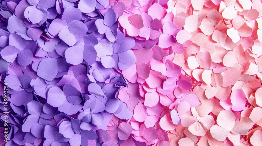 Gradient of purple and pink paper flower petals. Gradient of purple and pink paper flower petals.