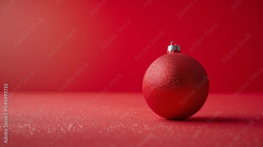 Red Christmas ornament on a vibrant red background Red Christmas ornament on a vibrant red background
