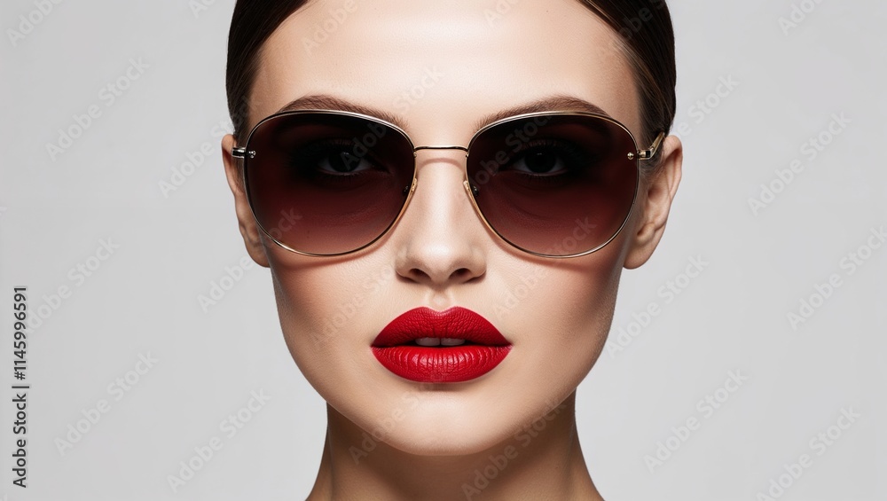 Graphic Portrait of a Woman with Red Lips, Featuring Bold Lines and Minimalist Design to Highlight Her Powerful Expression and Strong Visual Impact Graphic Portrait of a Woman with Red Lips, Featuring Bold Lines and Minimalist Design to Highlight Her Powerful Expression and Strong Visual Impact