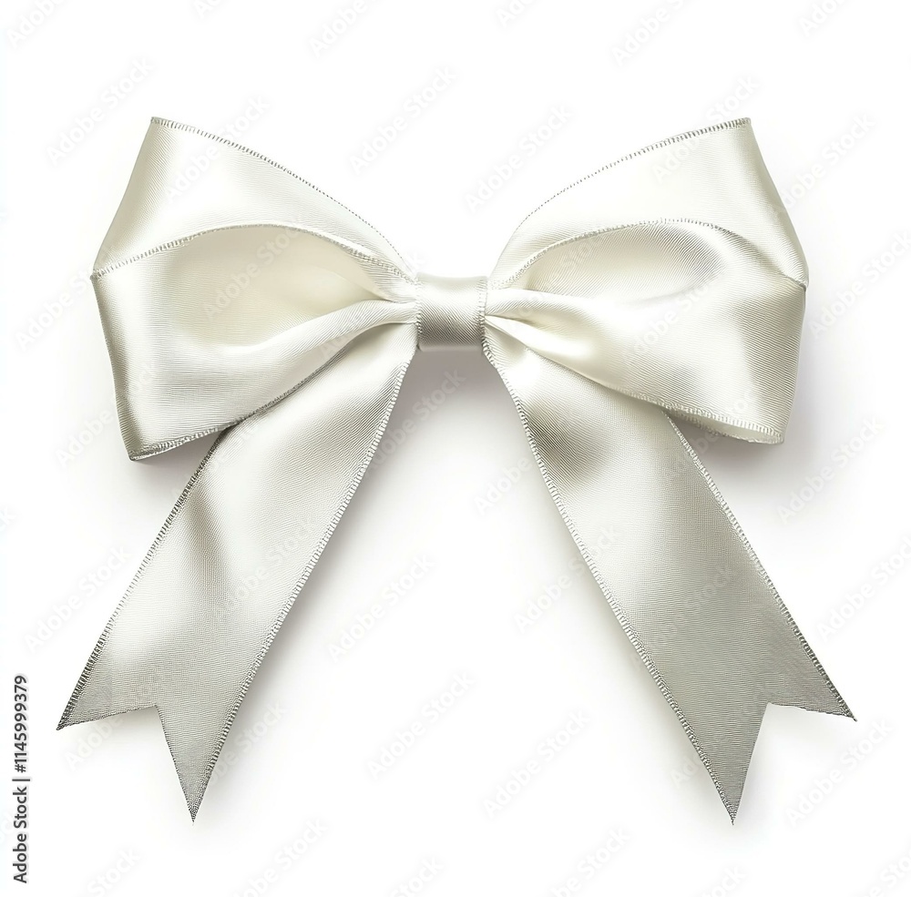 White ribbon bow isolated on white background White ribbon bow isolated on white background
