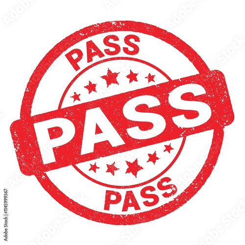 PASS text written on red stamp sign.