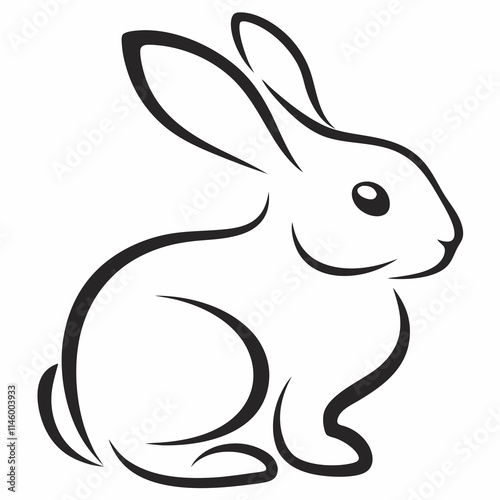 Minimalist Rabbit Outline Vector Design photo