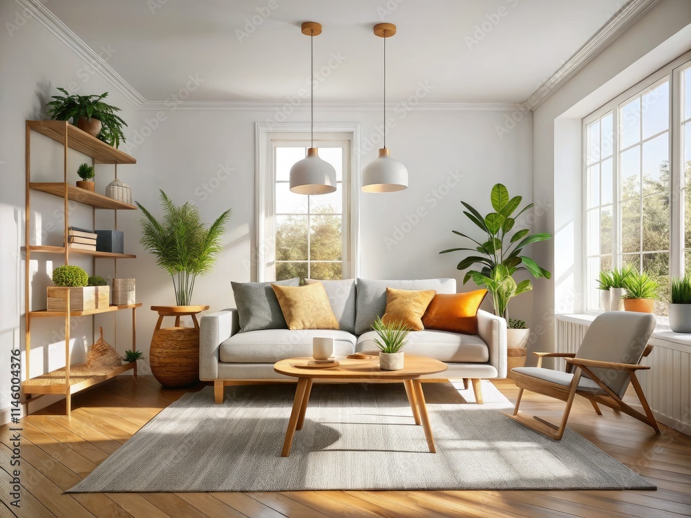 Clean lines, muted tones define this minimalist modern room's cozy aesthetic. A stock photo showcasing serene simplicity. Clean lines, muted tones define this minimalist modern room's cozy aesthetic. A stock photo showcasing serene simplicity.