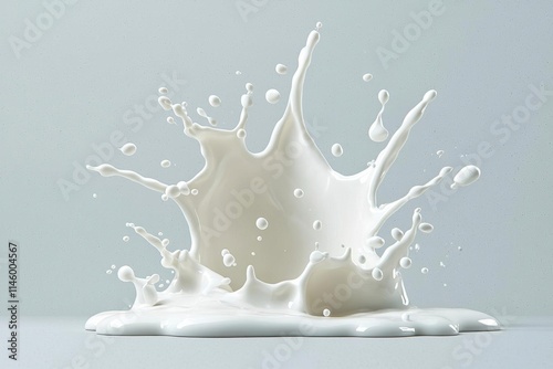 A photostock of dynamic milk splashes forming unique shapes, isolated on a clean white background, fresh and artistic, High Quality photo