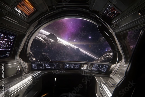 Fototapeta Naklejka Na Ścianę i Meble -  A space station offers a breathtaking view of the Earth from outer space