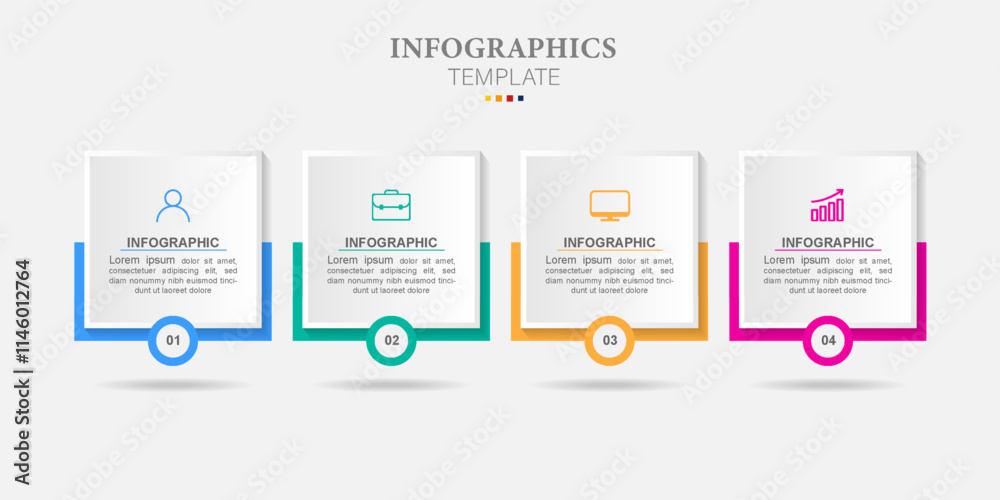 Infographic design template Vector with icons and 4 four options or steps. Can be used for process diagram, presentations, workflow layout Infographic design template Vector with icons and 4 four options or steps. Can be used for process diagram, presentations, workflow layout