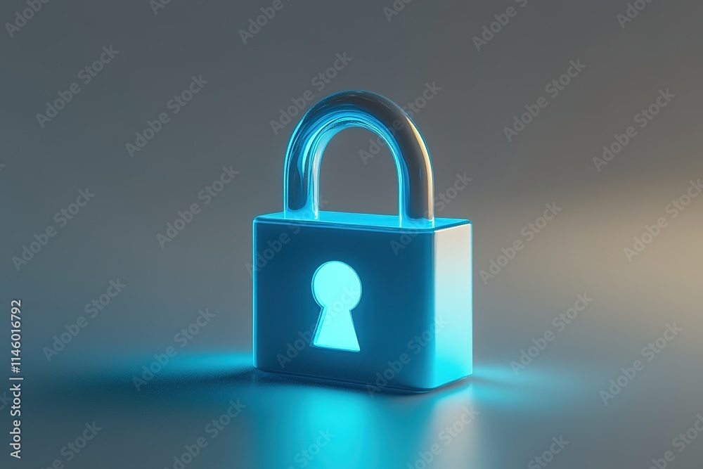 Blue glowing padlock on dark background, symbolizing cybersecurity Blue glowing padlock on dark background, symbolizing cybersecurity