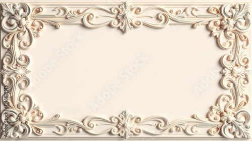 ornamental frame with intricate floral patterns and swirls, featuring high relief detailing and spacious area in the center, ornamental, swirls, decoration