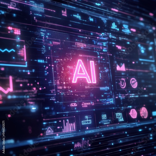 A computer screen with a glowing letter A in the middle. Generative AI
