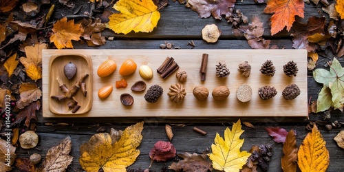 Educational guide for children focused on learning to count, crafted from natural materials, perfect for autumn themed activities that promote counting skills and engagement in young learners. photo