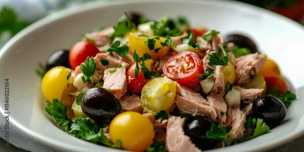 Nicoise salad, a traditional dish, showcases vibrant ingredients in a healthy Mediterranean diet. This delicious tuna salad embodies the essence of the Mediterranean lifestyle with every bite.