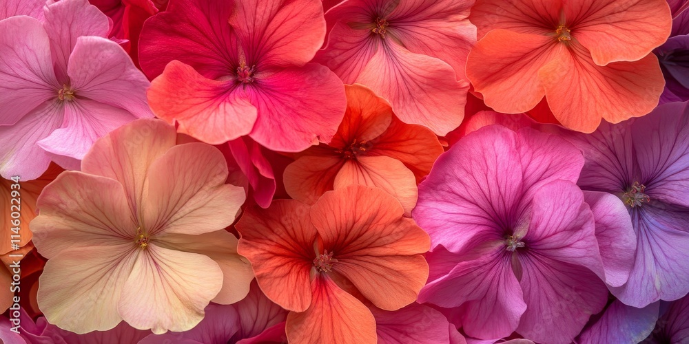 Vibrant close up of Pelargonium flowers showcasing a stunning array of colors, highlighting the beauty and details of Pelargonium blossoms in vivid shades. Vibrant close up of Pelargonium flowers showcasing a stunning array of colors, highlighting the beauty and details of Pelargonium blossoms in vivid shades.