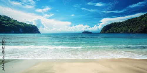 Fototapeta Naklejka Na Ścianę i Meble -  Scenic view of a blue beach showcasing the beauty of nature the blue beach offers a serene atmosphere perfect for relaxation and enjoyment of natural landscapes at the blue beach.