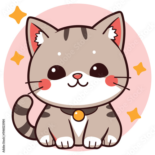 A cute lovely adorable hand-drawn cat cartoon illustration