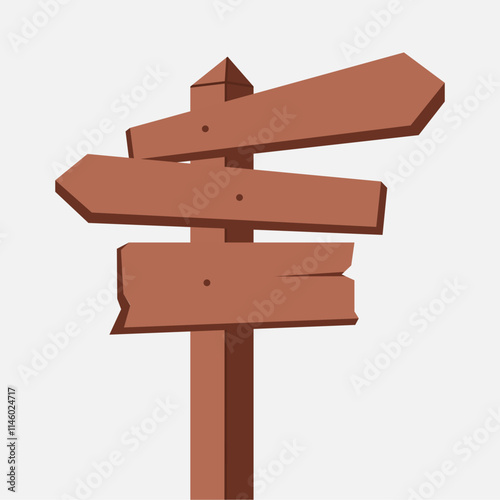 Vector illustration of a wooden road sign