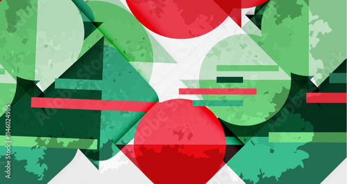 Squares, circles and triangles and grainy noisy texture. Vector Illustration For Wallpaper, Banner, Background, Card, Book Illustration, landing page