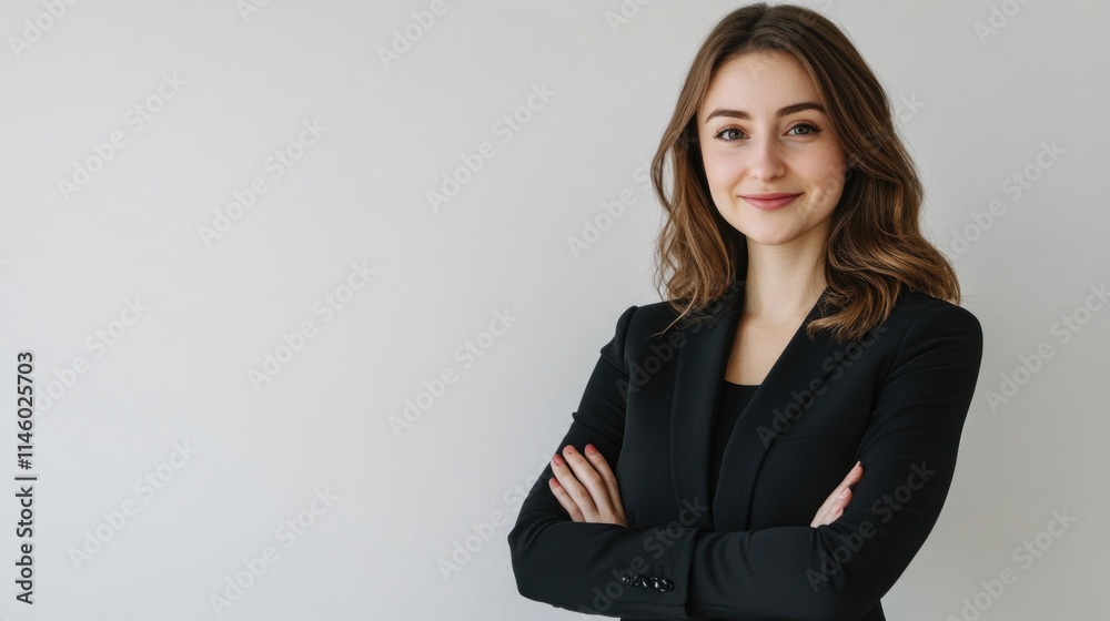 Portrait of a smiling female professional in a black suit. Portrait of a smiling female professional in a black suit.