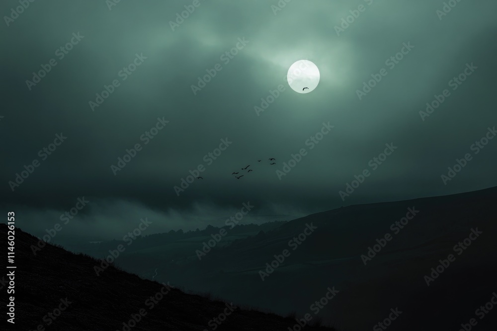 Group of birds soaring in the sky towards the sun, with warm sunlight casting a glow Group of birds soaring in the sky towards the sun, with warm sunlight casting a glow