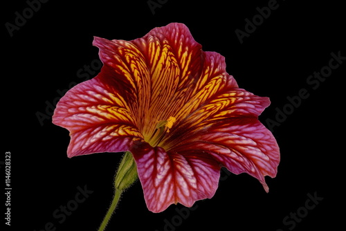 Painted Tongue (Salpiglossis sinuata). Flower Closeup photo