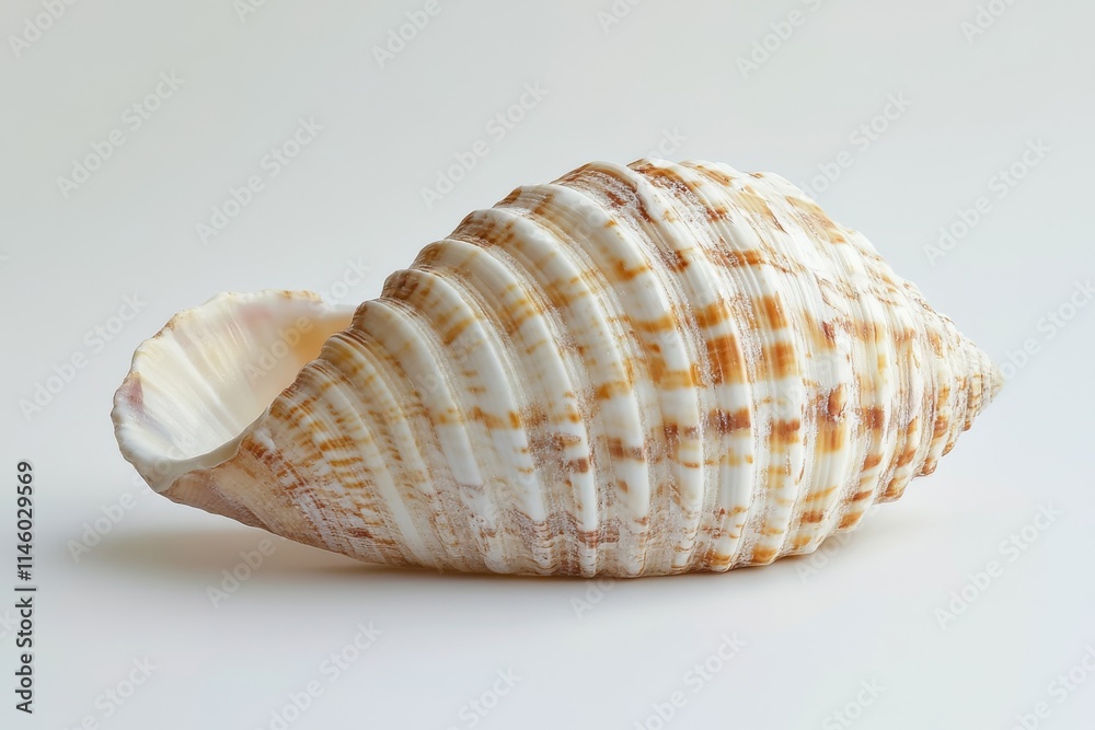 Seashell set on a pure white background without any additional features or details Seashell set on a pure white background without any additional features or details
