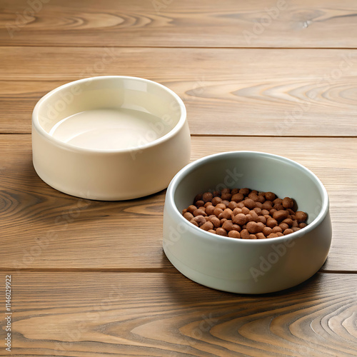 Minimalist ceramic pet bowls with matte finish design.