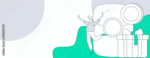 Use red envelopes to attract new customers and promote activity. Flat vector character concept illustration
