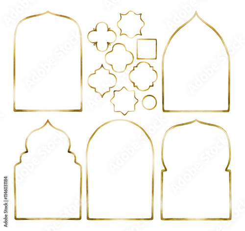 Canvas Print Islamic golden frames and ornaments set