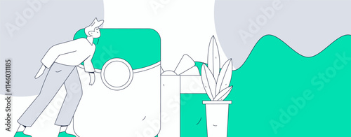 Use red envelopes to attract new customers and promote activity. Flat vector character concept illustration
