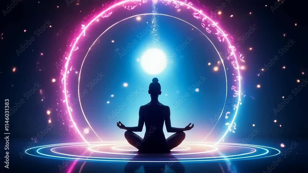 Silhouette of a person sitting in a meditative pose Silhouette of a person sitting in a meditative pose