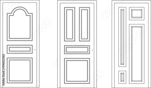 sketch vector illustration silhouette design technical drawing interior furniture old wooden door classic vintage.eps