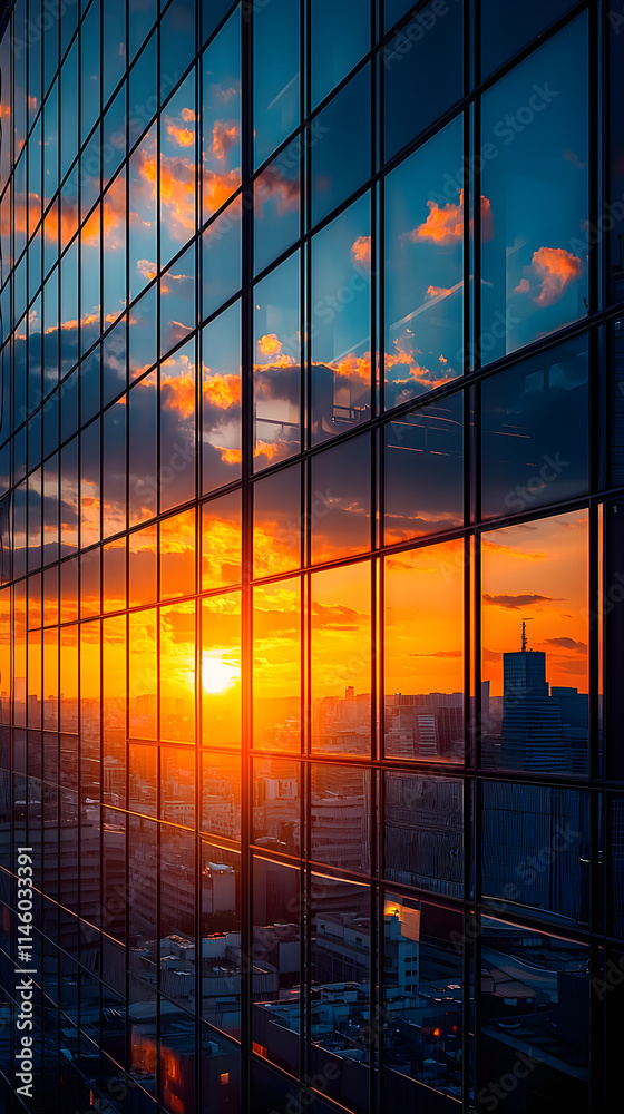 Stunning Sunset Reflection in Urban Glass Tower Showcasing Vibrant Colors and Dramatic Skies Over Cityscape During Golden Hour Stunning Sunset Reflection in Urban Glass Tower Showcasing Vibrant Colors and Dramatic Skies Over Cityscape During Golden Hour