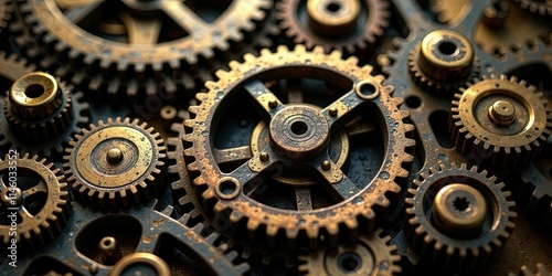 Wallpaper Mural Intricate Network of Golden and Bronze Gears Intermeshed in Complex Mechanical Harmony Torontodigital.ca