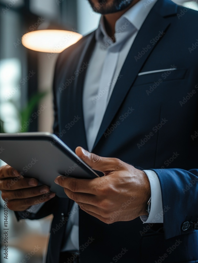Fototapeta premium Business Professional in Suit with Tablet