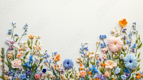 Colorful Floral Embroidery Background Wallpaper