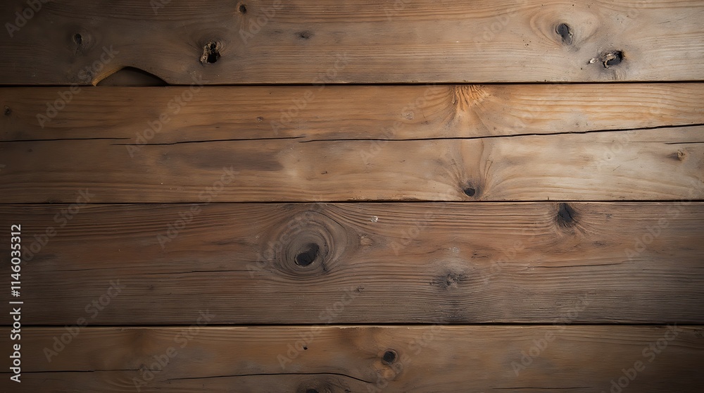 Naklejka premium Close-up view of a weathered wood plank wall, Generative AI