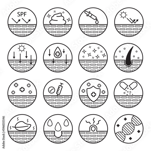 Vector set illustrations about facial skin care.
