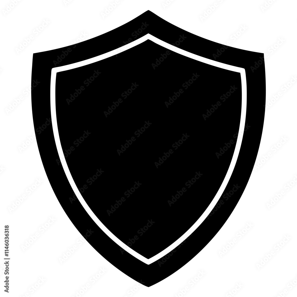Shield icon vector silhouette on white background Shield icon vector silhouette on white background