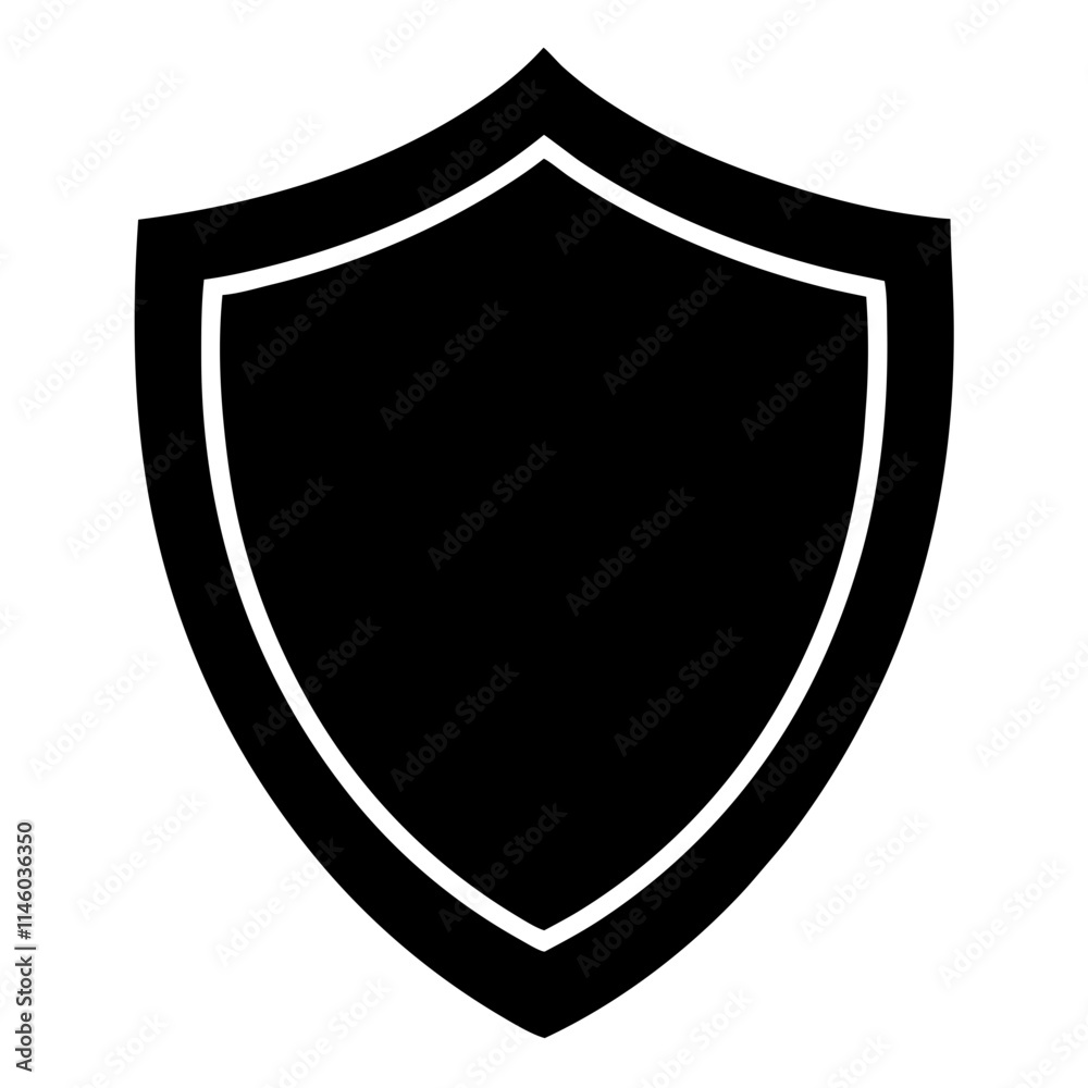 Shield icon vector silhouette on white background Shield icon vector silhouette on white background