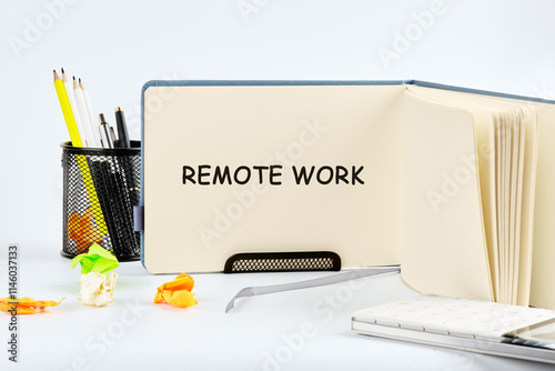 Tools and materials for efficient remote work setup with a focus on organization and productivity photo