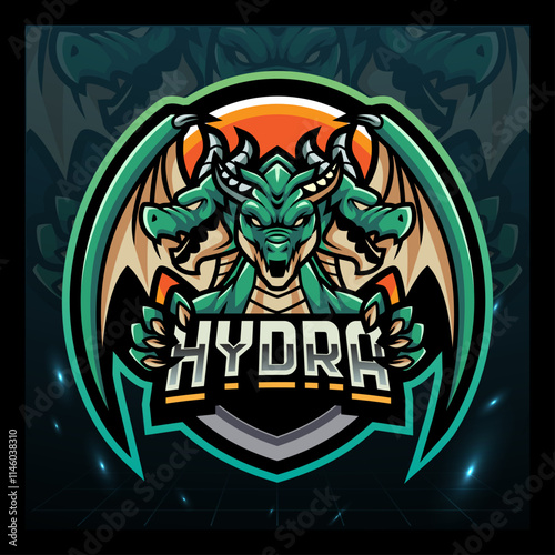 Hydra dragon esport mascot logo design