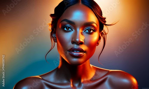 Beautiful young mixed race woman in a fashion pose. Retro style beauty