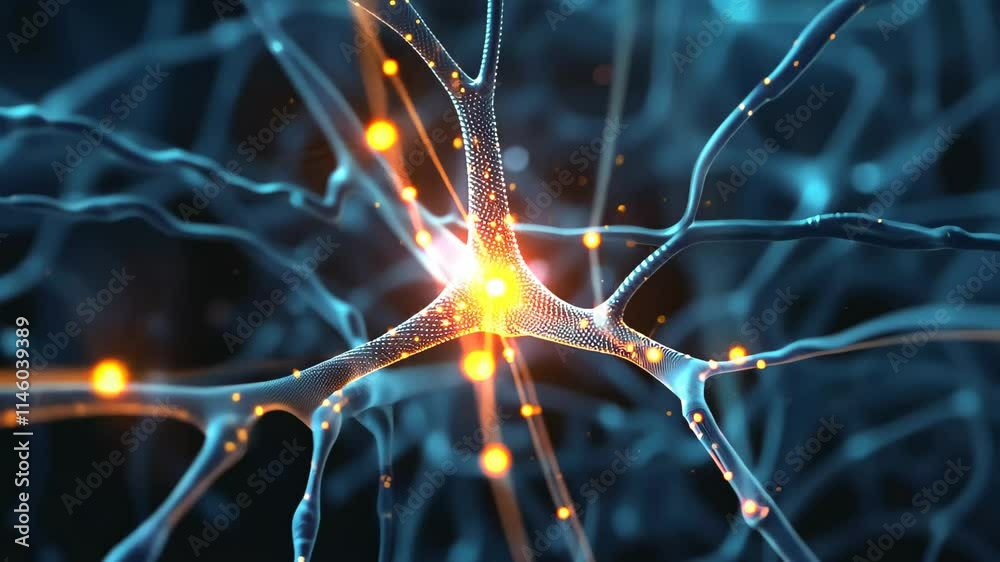 The intricate structure of neurons is depicted with glowing connections and vibrant colors, illustrating the complexity of the human nervous system in a captivating way.